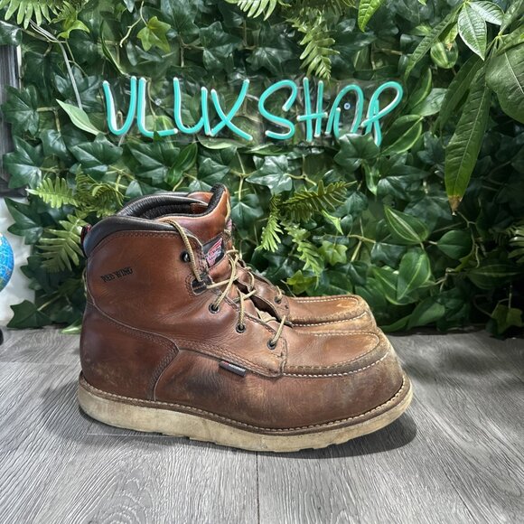 Red Wing Steel Toe Waterproof Work Boots 2415 Brown Wedge Moc Men’s size 11 D
